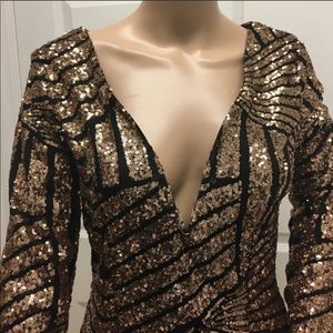 Black and Gold Sequin Charlotte Russe Dress
